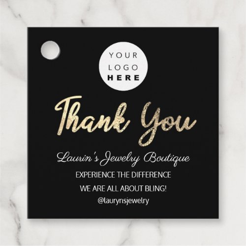 Thank You Name Logo  QR Code Gold Black VIP Favor Tags