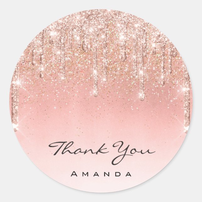 Thank You Name Makeup Artist Rose Glitter Girly Classic Round Sticker (Front)