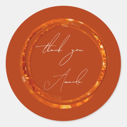 Thank You Name Seal Orange Copper Circle Framed