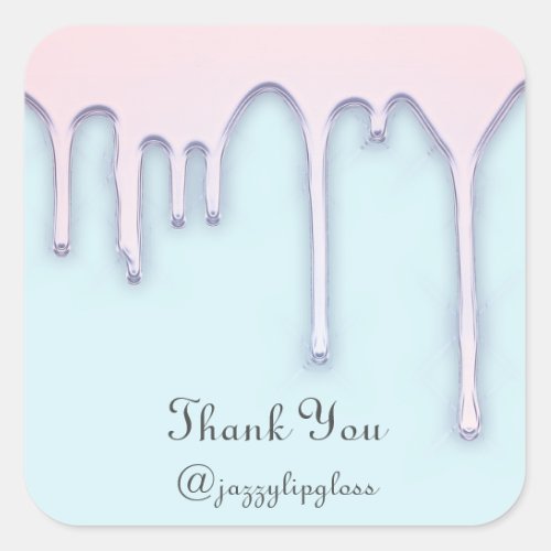 Thank You Name Sweet 16th Drips  Blue  Rose Square Sticker