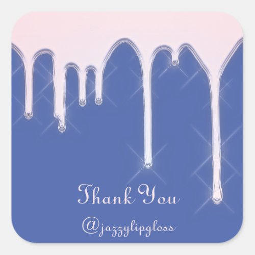 Thank You Name Unicorn Drip Holographic Blue Rose Square Sticker