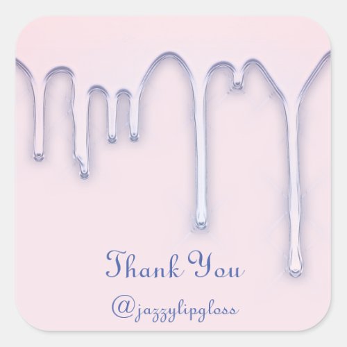 Thank You Name Unicorn Drip Holographic Blush Rose Square Sticker