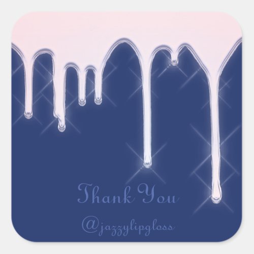 Thank You Name Unicorn Drip Holographic Navy Rose Square Sticker