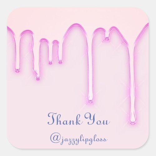 Thank You Name Unicorn Drip Holographic Rose Pink Square Sticker