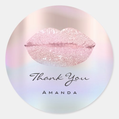 Thank You Name Unicron Rose Holograph Kiss Lips Classic Round Sticker