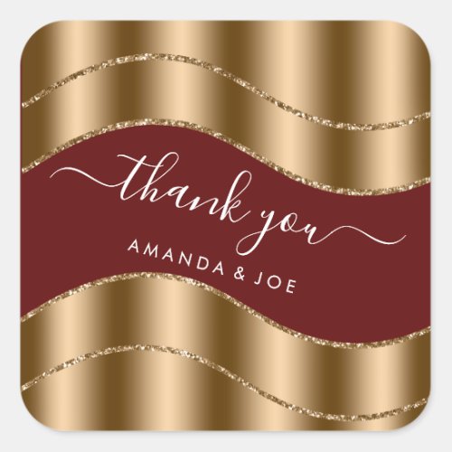 Thank You Name Wedding Bridal Sweet 16th Gold  Square Sticker