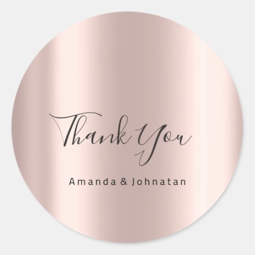 Thank You Name Wedding Rose Bridal Sweet 16th Classic Round Sticker