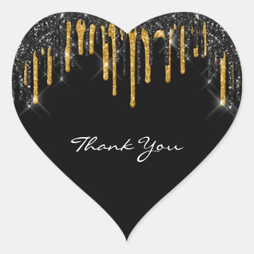 Thank You Name Wedding  Silver Grey  Gold Drips Heart Sticker
