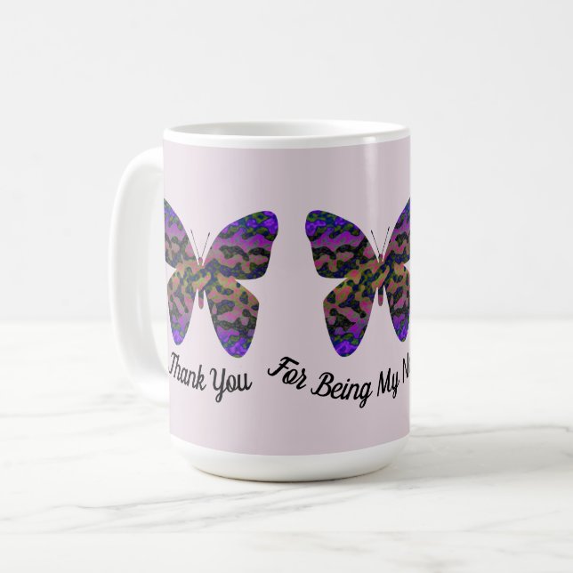 Thank You Nanny Appreciation Bright Butterfly Coffee Mug (Front Left)