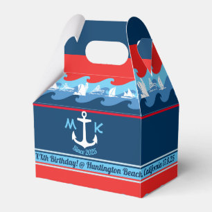 Thank You Nautical Anchor Wave Boat Red White Blue Favor Boxes