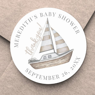 Thank You Nautical Baby Shower Classic Round Sticker