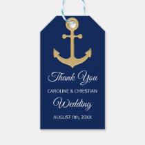 THANK YOU Nautical Navy Blue Anchor Wedding Gift Tags