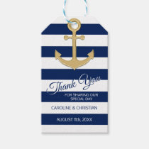 THANK YOU Nautical Navy Blue Anchor Wedding Gift Tags