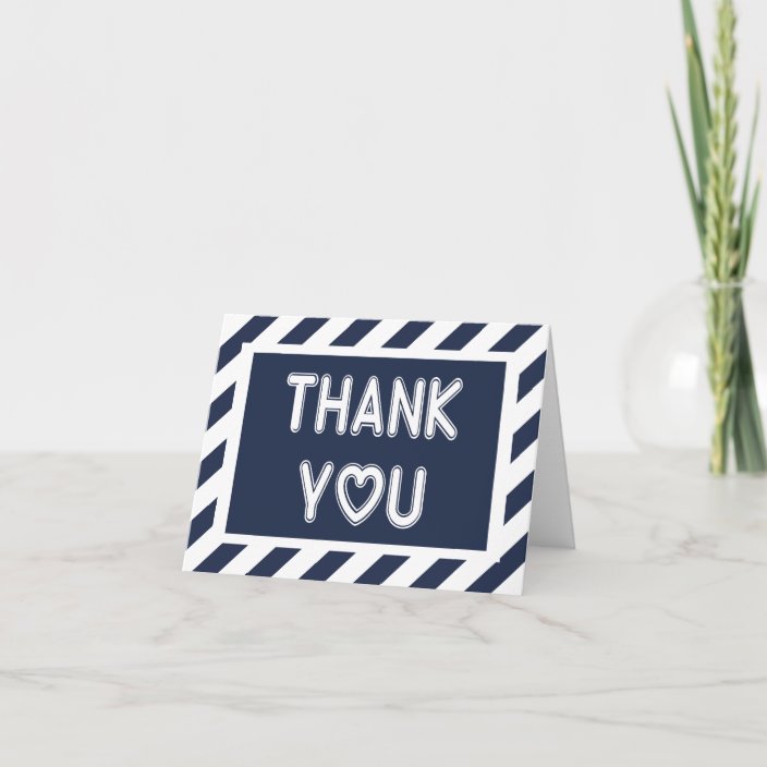 Thank You Nautical Navy Blue And White Stripe | Zazzle.com