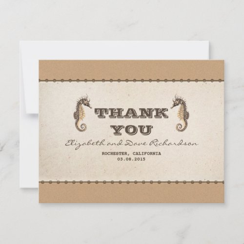 thank you nautical seahorses wedding flat card
