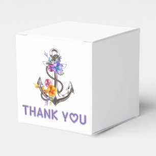 Thank You Nautical Ship Anchor Floral Wedding Favor Boxes