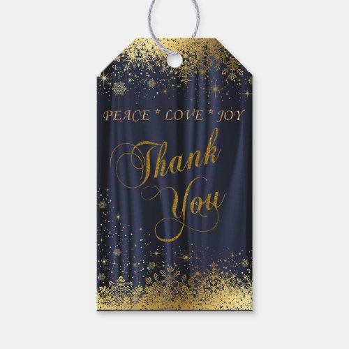 Thank You Navy Blue Satin and Gold Gift Tags