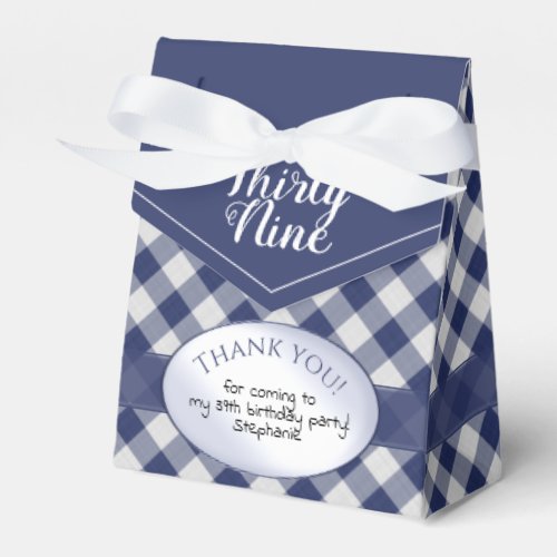 Thank You Navy BlueWhite Gingham Check Pattern Favor Boxes