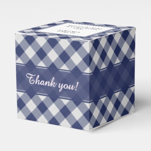 Thank You Navy BlueWhite Gingham Checks Pattern Favor Boxes