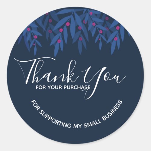thank you navy branch red berry classic round stic classic round sticker