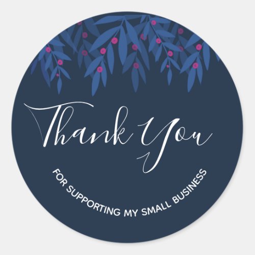 thank you navy branch red berry classic round stic classic round sticker