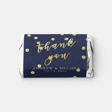Thank you | Navy & Faux Gold Script & Confetti