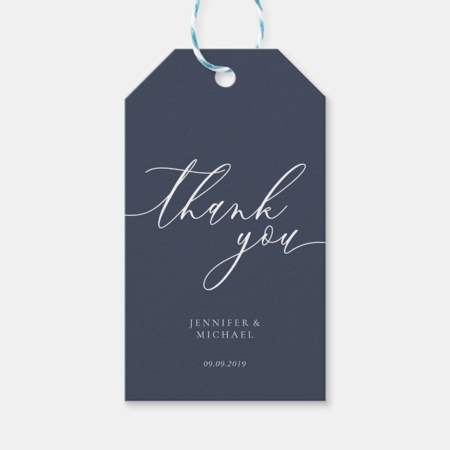 Thank you navy simple holiday gift tags