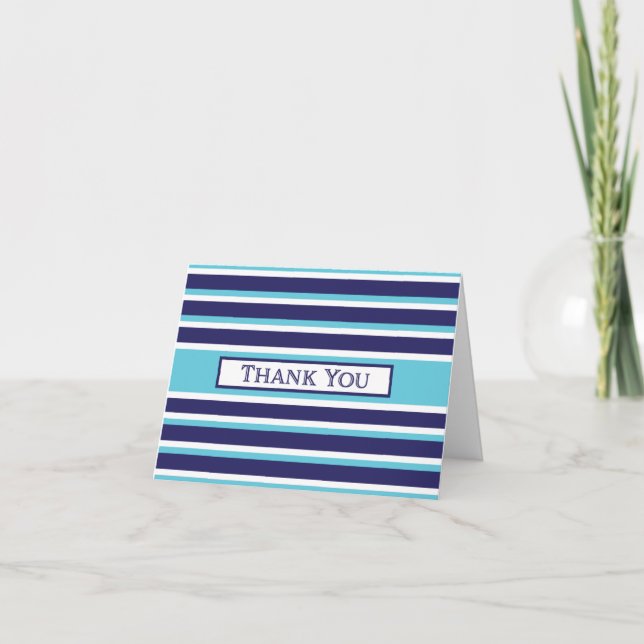 Thank you - Navy, Turquoise, White Stripe (Front)
