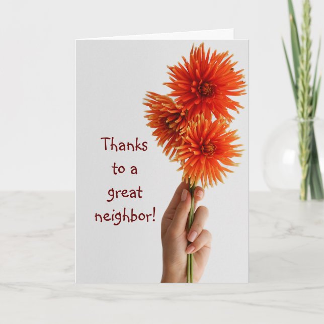 Thank You Neighbor,Custom Flower Garden Floral Card (Front)