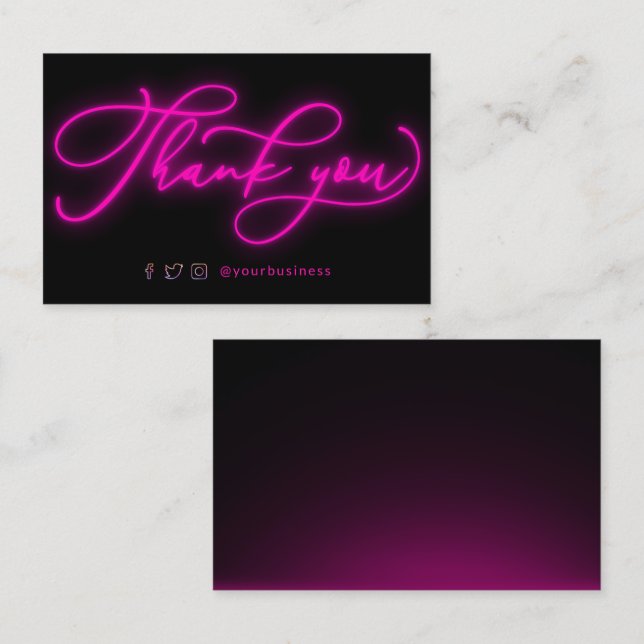 thank you neon pink business card (Front/Back)