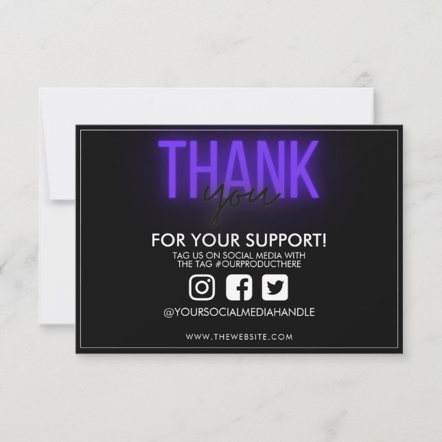 Thank you Neon Sign Trendy Custom Media Insert (Front)