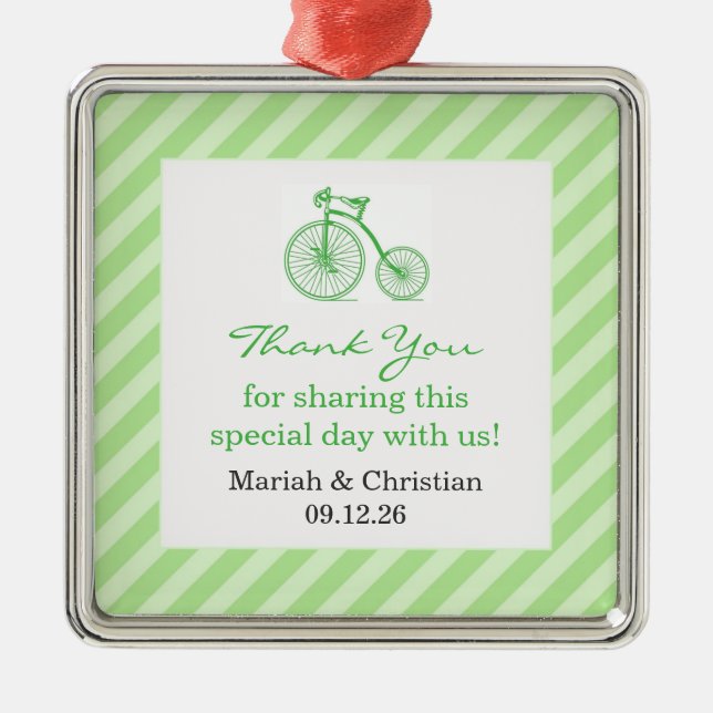 Thank You Neutral Green Baby Shower Favor Ornament (Front)