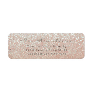 Thank You New Address Glitter Pastel Pearl Label