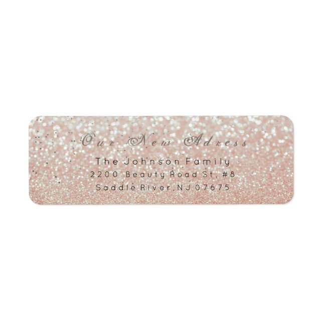 Thank You New Address Glitter Pastel Pearl Label (Front)