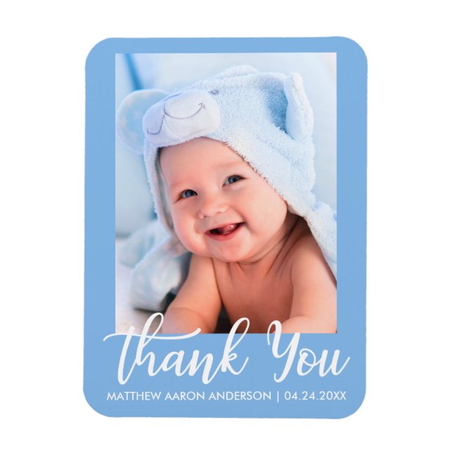 Thank You New Baby Blue Magnet (Vertical)