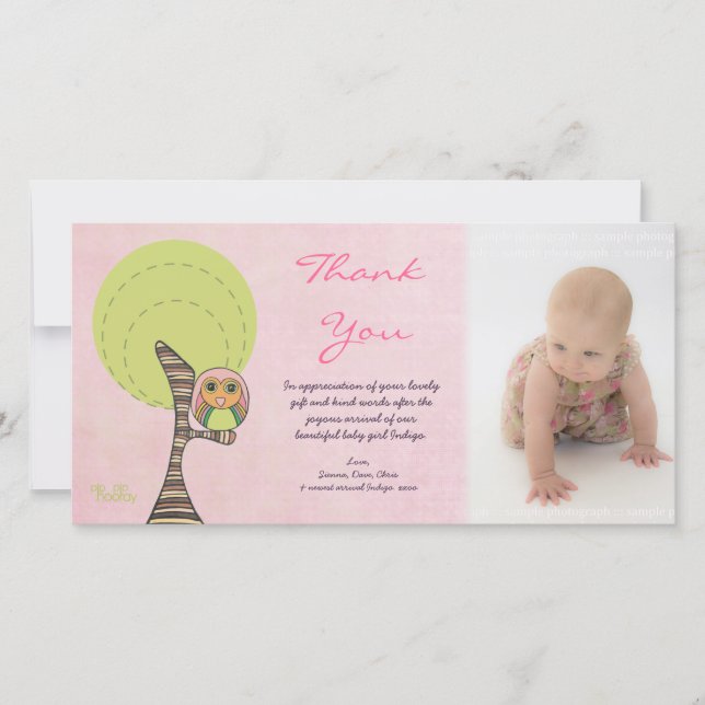 Thank You New Baby Girl Arrival Gift Photocard (Front)