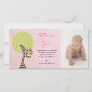 Thank You New Baby Girl Arrival Gift Photocard Card