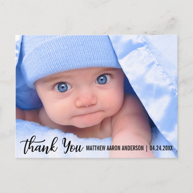 Thank You New Baby Modern Announcement Postcard (Front)