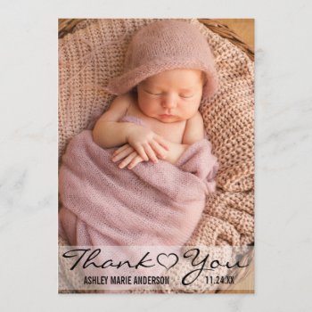 Thank You New Baby Modern Photo Heart Card by HappyMemoriesPaperCo at Zazzle