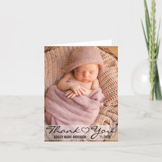 Thank You New Baby Modern Photo Heart Note Card | Zazzle.com