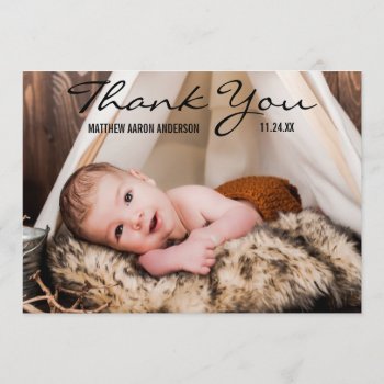 Thank You New Baby Photo Announcement Card Bt by HappyMemoriesPaperCo at Zazzle
