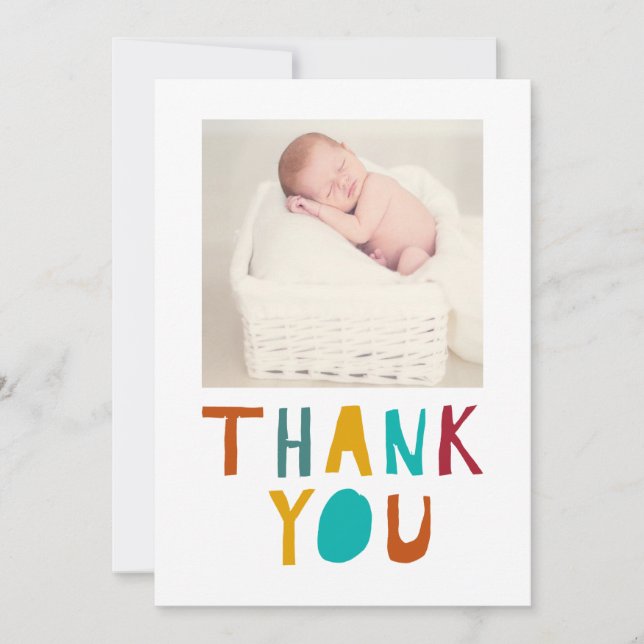 Thank you Newborn Baby Shower Cute Typography Card (Front)