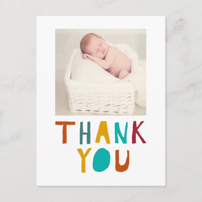 Thank you Newborn Baby Shower Cute Typography Postcard (Front)