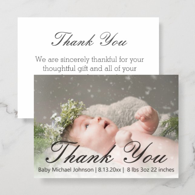 thank you newborn photo birth announcement card (Front/Back)