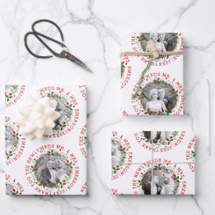 Thank You newlyweds Mr and Mrs three photo Wrapping Paper Sheets