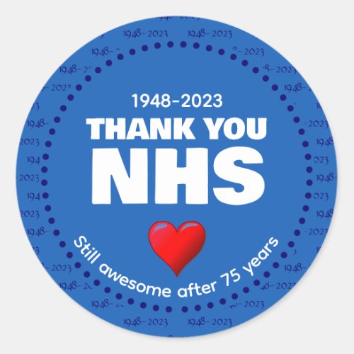 THANK YOU NHS 75 Years Classic Round Sticker