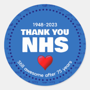 THANK YOU NHS 75 Years Classic Round Sticker