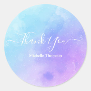 Thank you nice and elegant watercolor typography classic round sticker