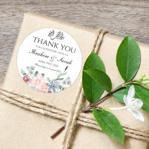 Thank You nikah muslim wedding favor floral Classi Classic Round Sticker