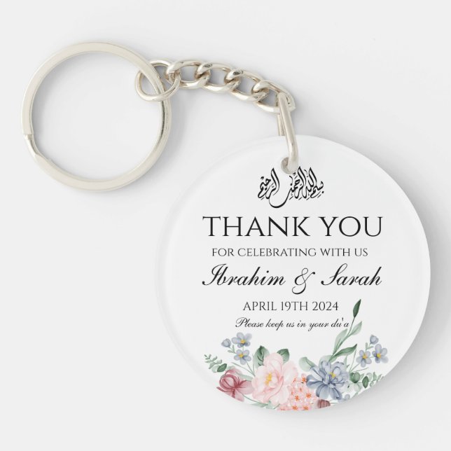 Thank You nikah muslim wedding favor floral Classi Keychain (Front)